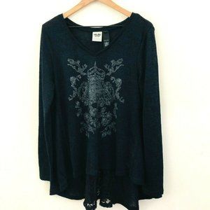 Harley-Davidson Lace Inset V-Neck Sweater XL